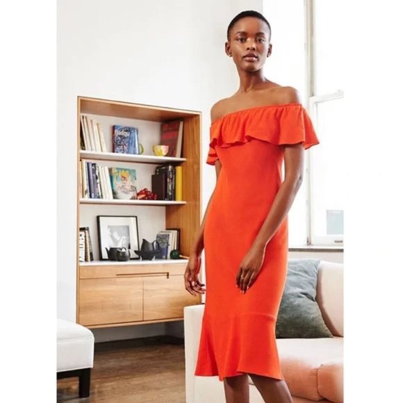 Veronica Beard Dresses & Skirts - Veronica Beard Oleta Off the Shoulder Dress Orange 2